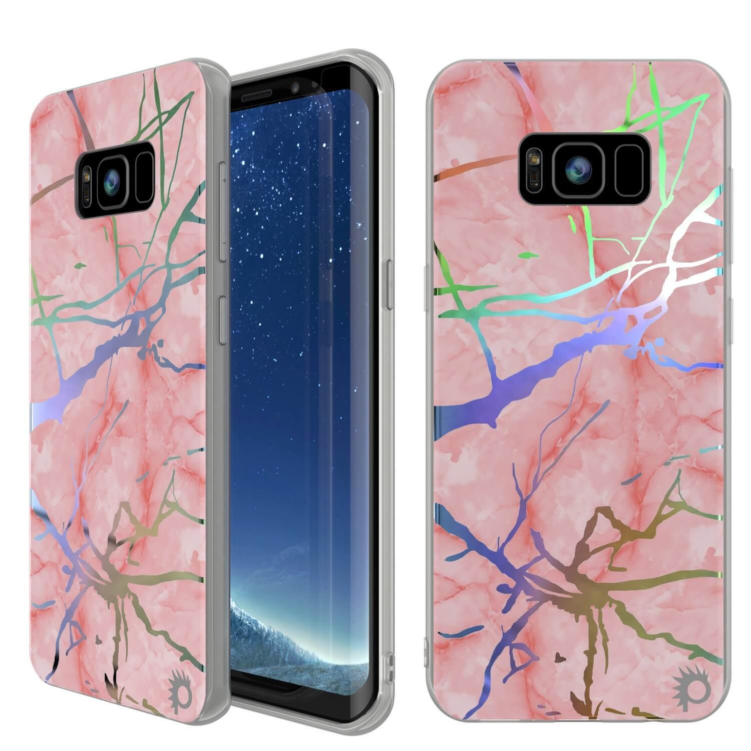 Capa de mármore Punkcase Galaxy S8+ PLUS, cobertura protetora de corpo inteiro com protetor de tela PunkShield (Rose Mirage)