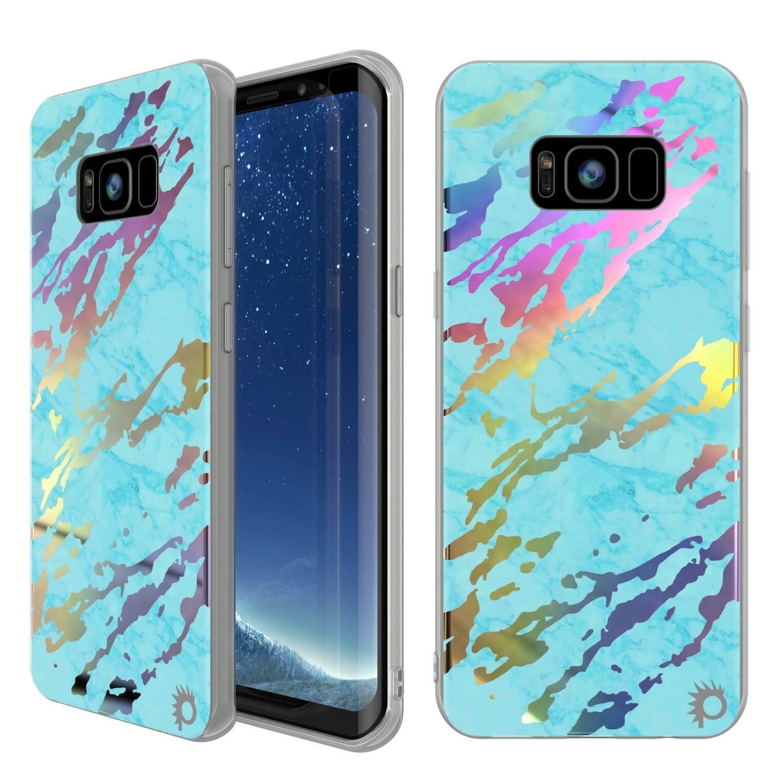 Capa de mármore Punkcase Galaxy S8+ PLUS, Cobertura Completa Protetora com Protetor de Tela PunkShield (Teal Onyx)