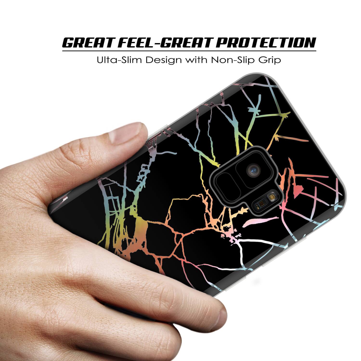 Punkcase Galaxy S9 Marble Case, Protective Full Body Cover W/PunkShield Screen Protector (Black Mirage) (Color in image: Rose Mirage)