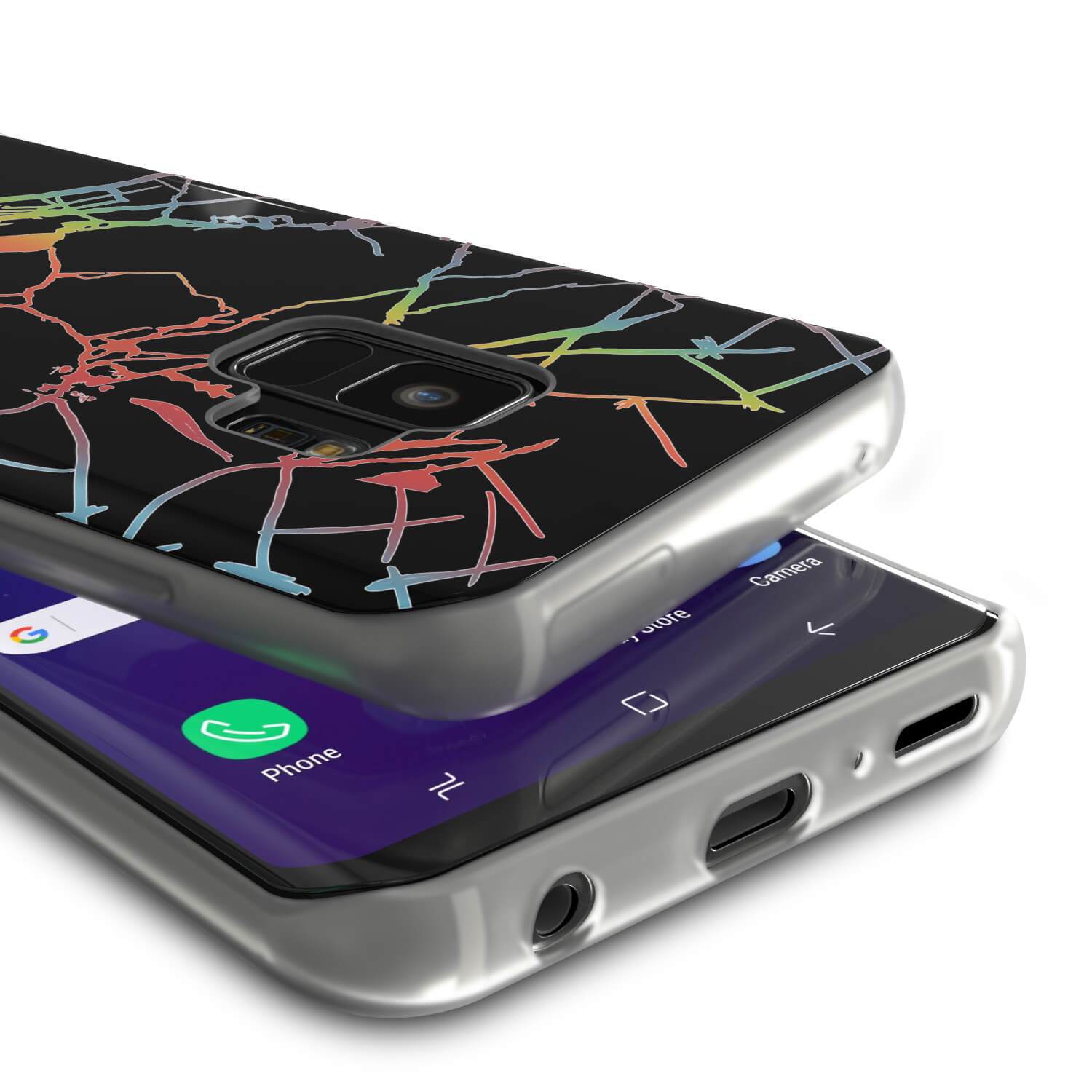 Punkcase Galaxy S9 Marble Case, Protective Full Body Cover W/PunkShield Screen Protector (Black Mirage) (Color in image: Blanco Marmo)