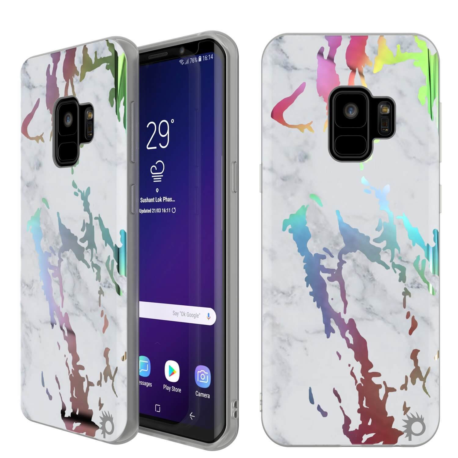 Capa de Mármore Punkcase Galaxy S9, Cobertura Completa Protetora com Protetor de Tela PunkShield (Blanco Marmo)