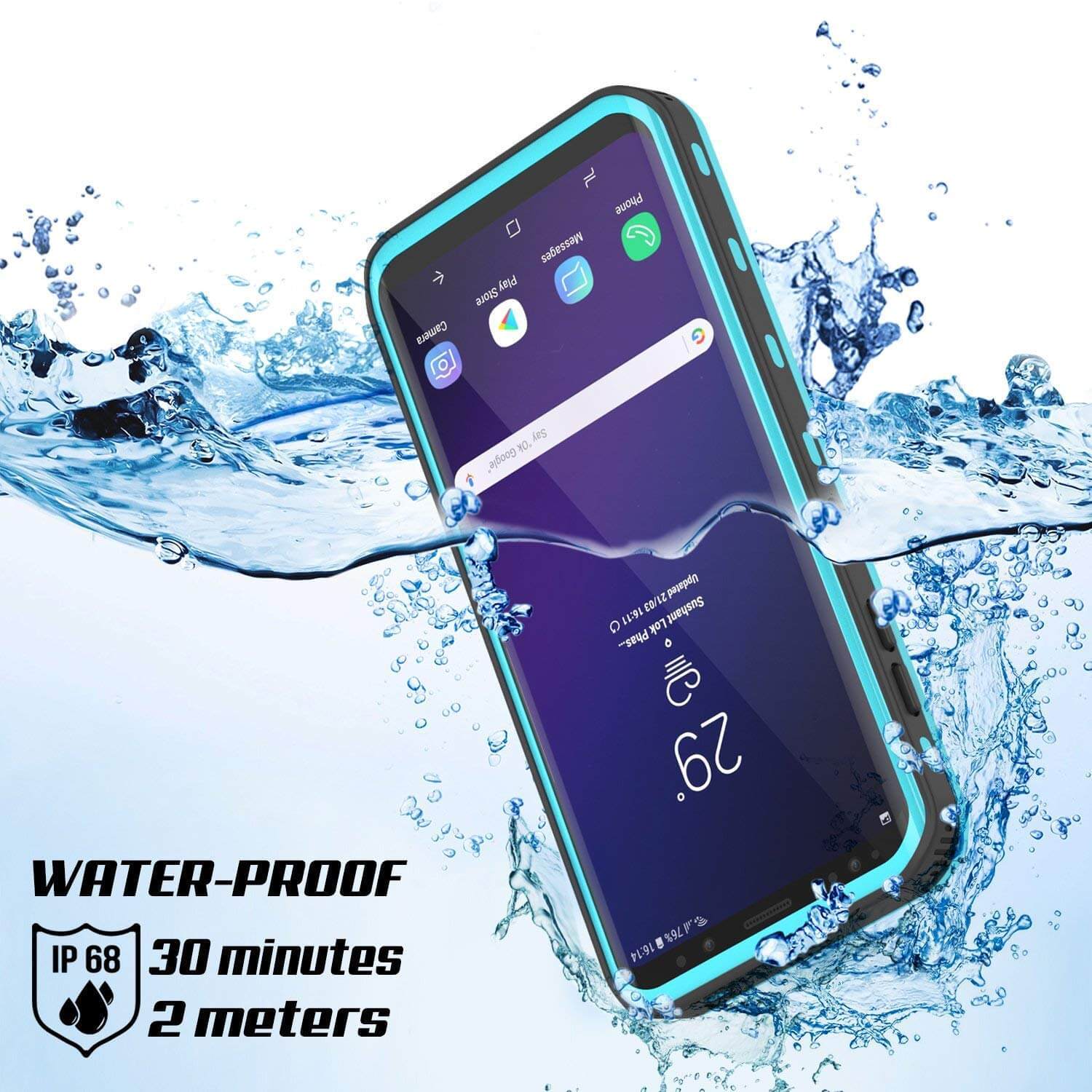 Galaxy S9 Plus Waterproof Case, Punkcase [KickStud Series] Armor Cover [TEAL] (Color in image: Red)