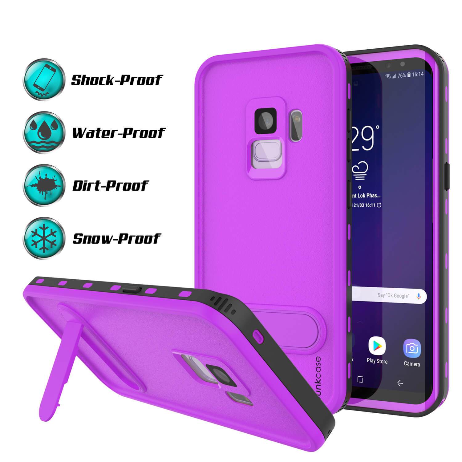 Galaxy S9 Waterproof Case, Punkcase [KickStud Series] Armor Cover [PURPLE] (Color in image: Light Blue)