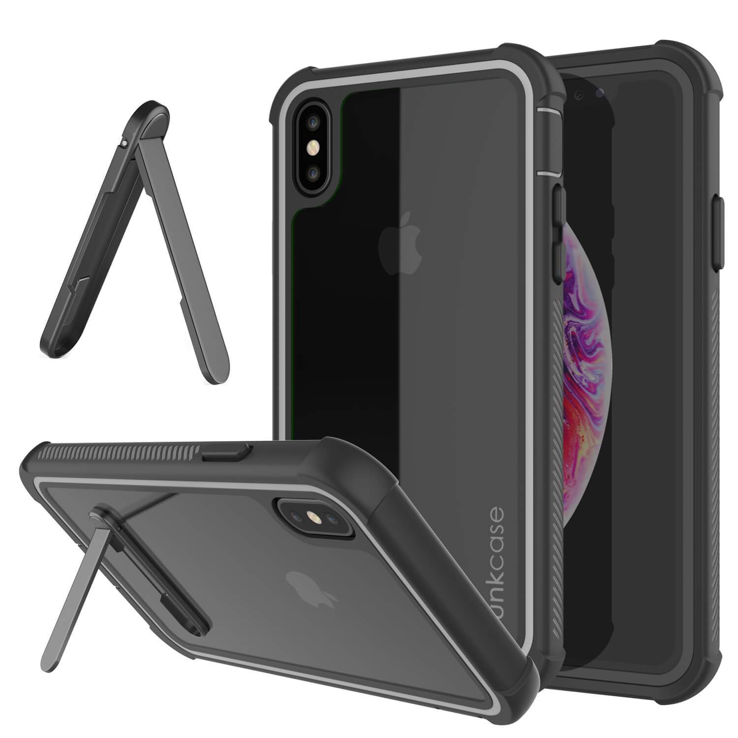 Capa PunkCase para iPhone XS, Série Espartana, Resistente e Durável com Protetor de Tela Integrado [Preto]