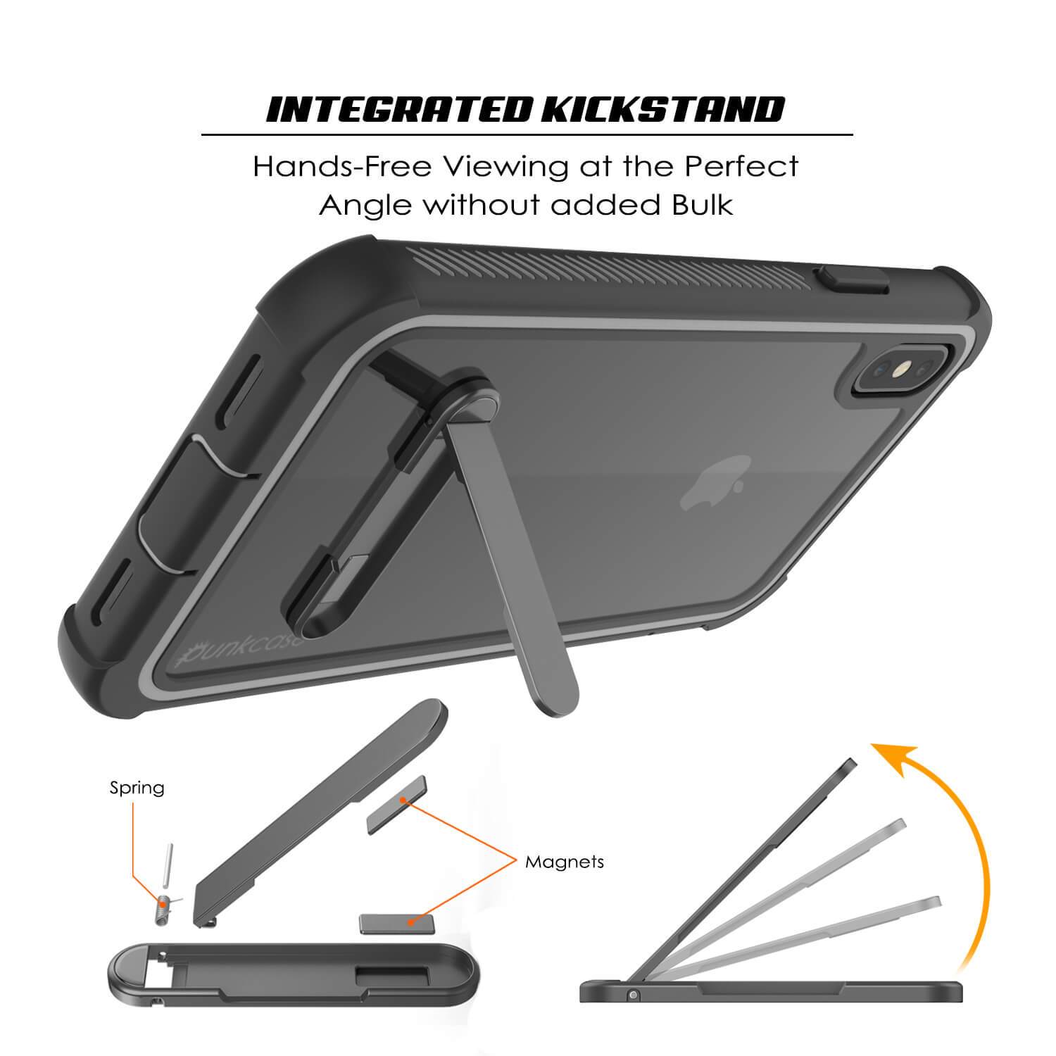 PunkCase iPhone XS Case, [Spartan Series] Clear Rugged Heavy Duty Cover W/Built in Screen Protector [White] (Color in image: light blue)