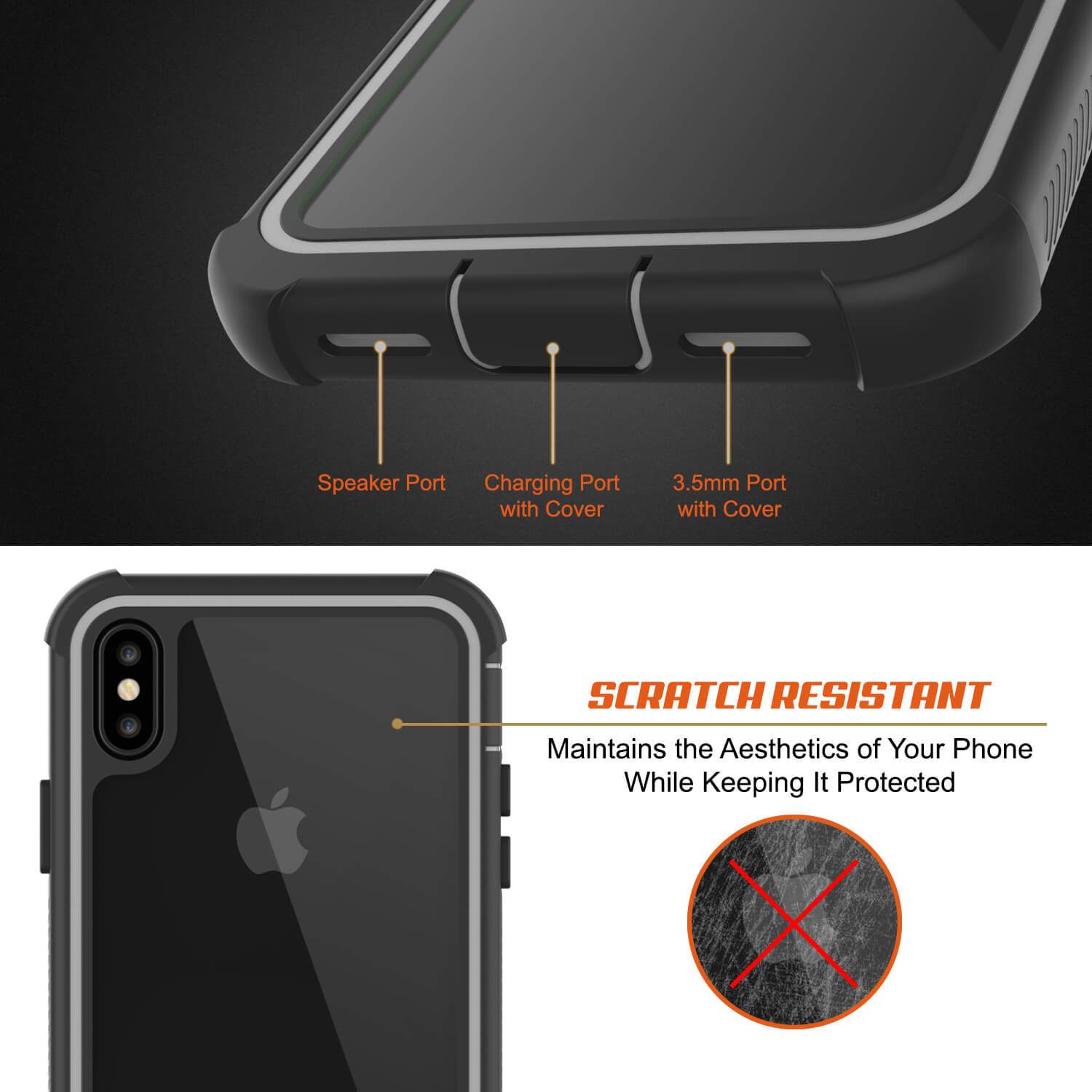 PunkCase iPhone XS Case, [Spartan Series] Clear Rugged Heavy Duty Cover W/Built in Screen Protector [White] (Color in image: teal)