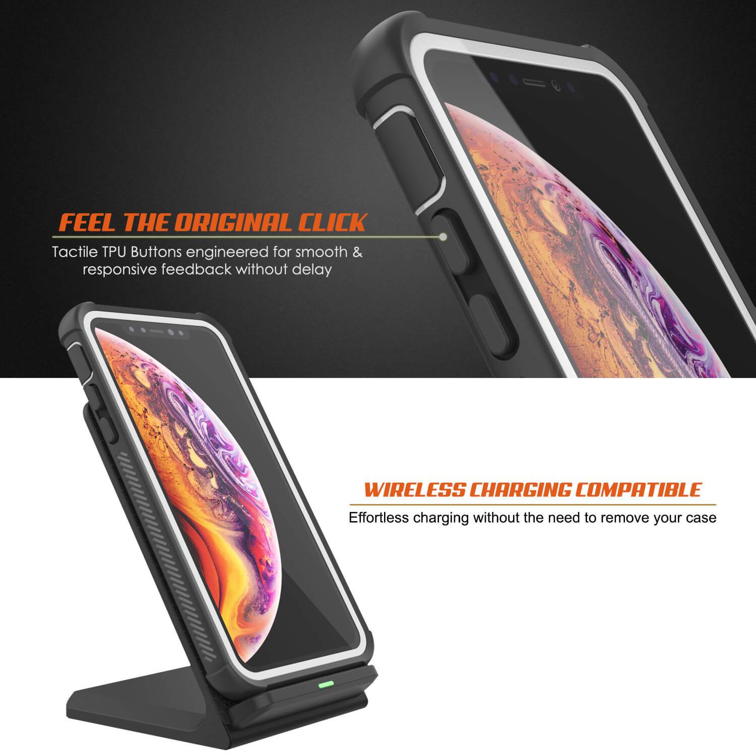 PunkCase iPhone XS Case, [Spartan Series] Clear Rugged Heavy Duty Cover W/Built in Screen Protector [White] (Color in image: light green)