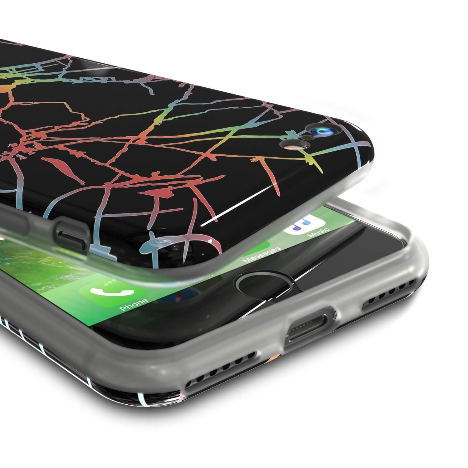 Punkcase iPhone 8 / 7 Marble Case, Protective Full Body Cover W/9H Tempered Glass Screen Protector (Black Mirage) (Color in image: Blanco Marmo)