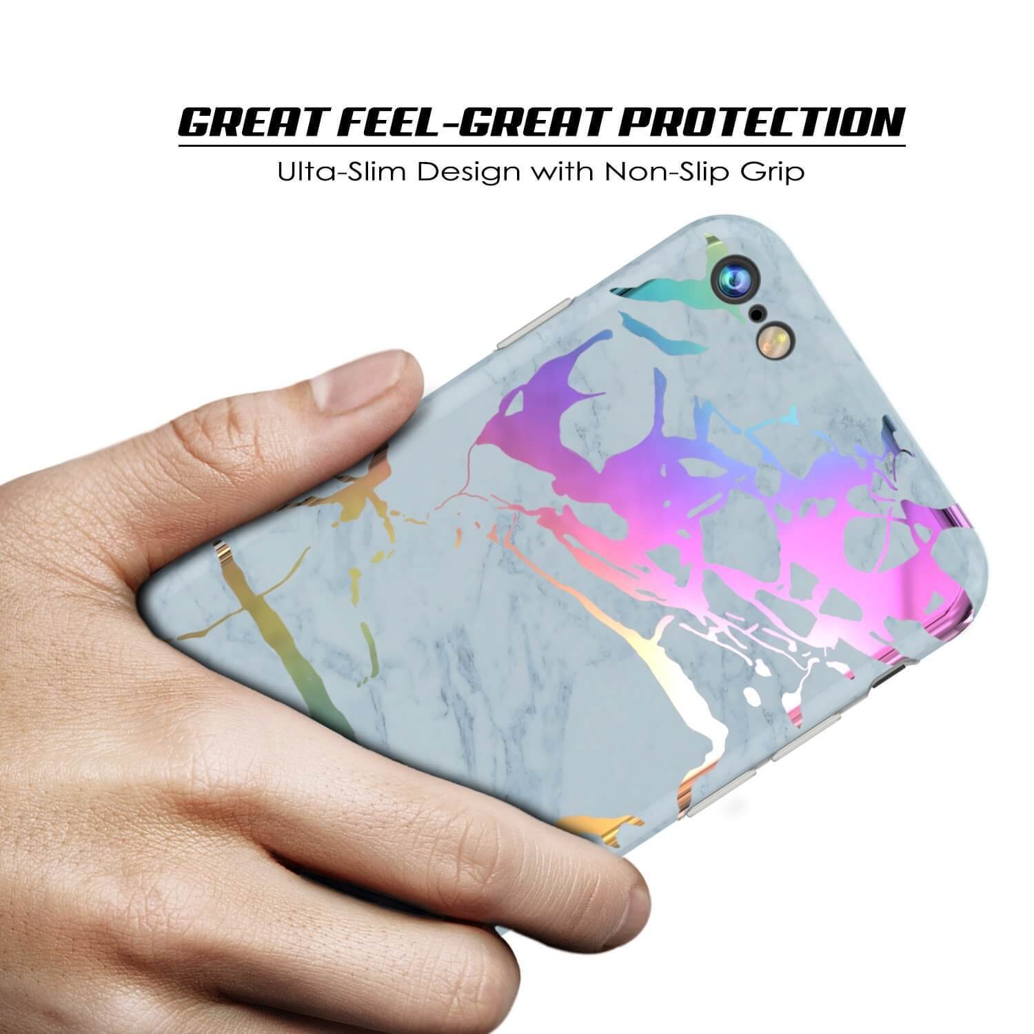 Punkcase iPhone 8 / 7 Marble Case, Protective Full Body Cover W/9H Tempered Glass Screen Protector (Blue Marmo) (Color in image: Blanco Marmo)