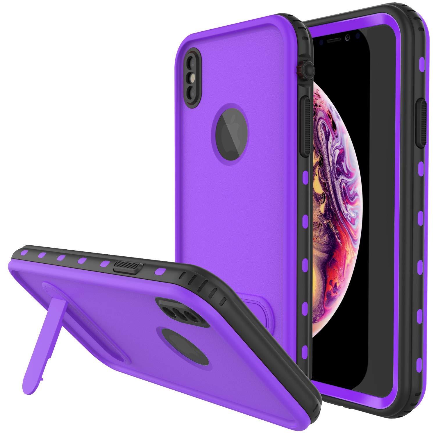 iPhone XR Waterproof Case, Punkcase [KickStud Series] Armor Cover [Purple] (Color in image: Purple)