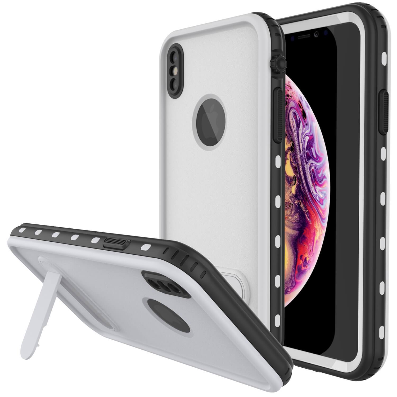 iPhone XS Max Waterproof Case, Punkcase [KickStud Series] Armor Cover [White] (Color in image: White)