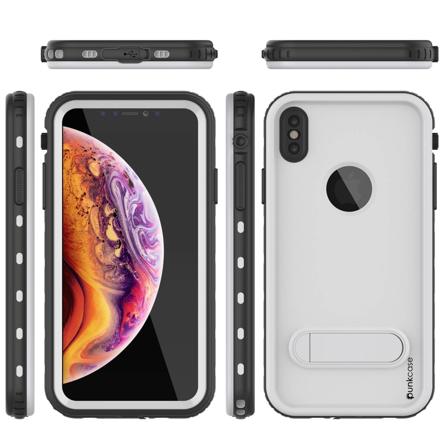 iPhone XS Max Waterproof Case, Punkcase [KickStud Series] Armor Cover [White] (Color in image: Light Green)
