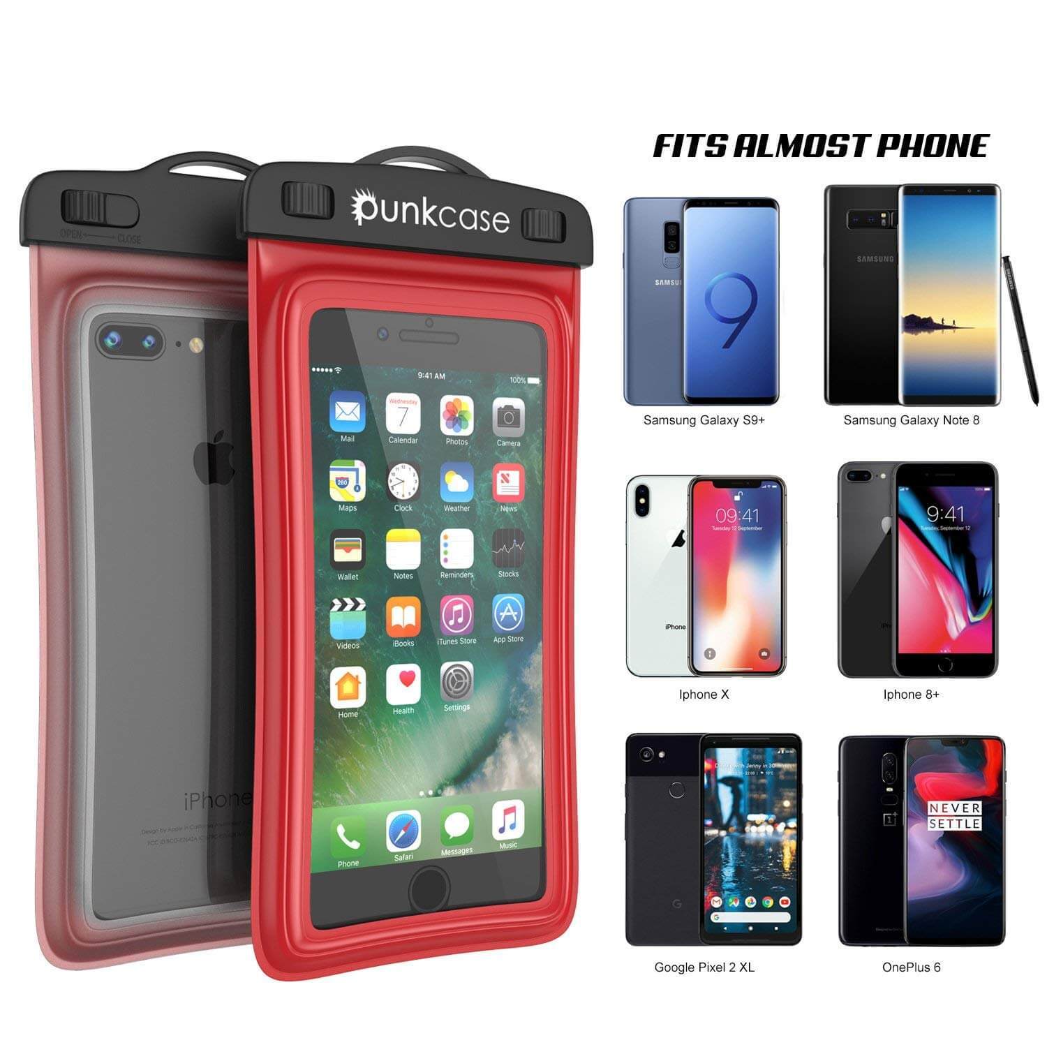 Waterproof Phone Pouch, PunkBag Universal Floating Dry Case Bag for most Cell Phones [Red] (Color in image: White)