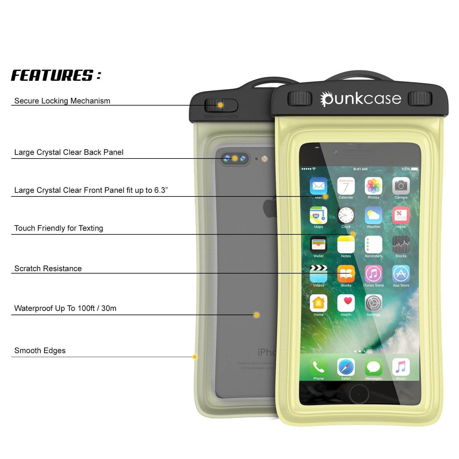 Waterproof Phone Pouch, PunkBag Universal Floating Dry Case Bag for most Cell Phones [Light Green] (Color in image: Pink)