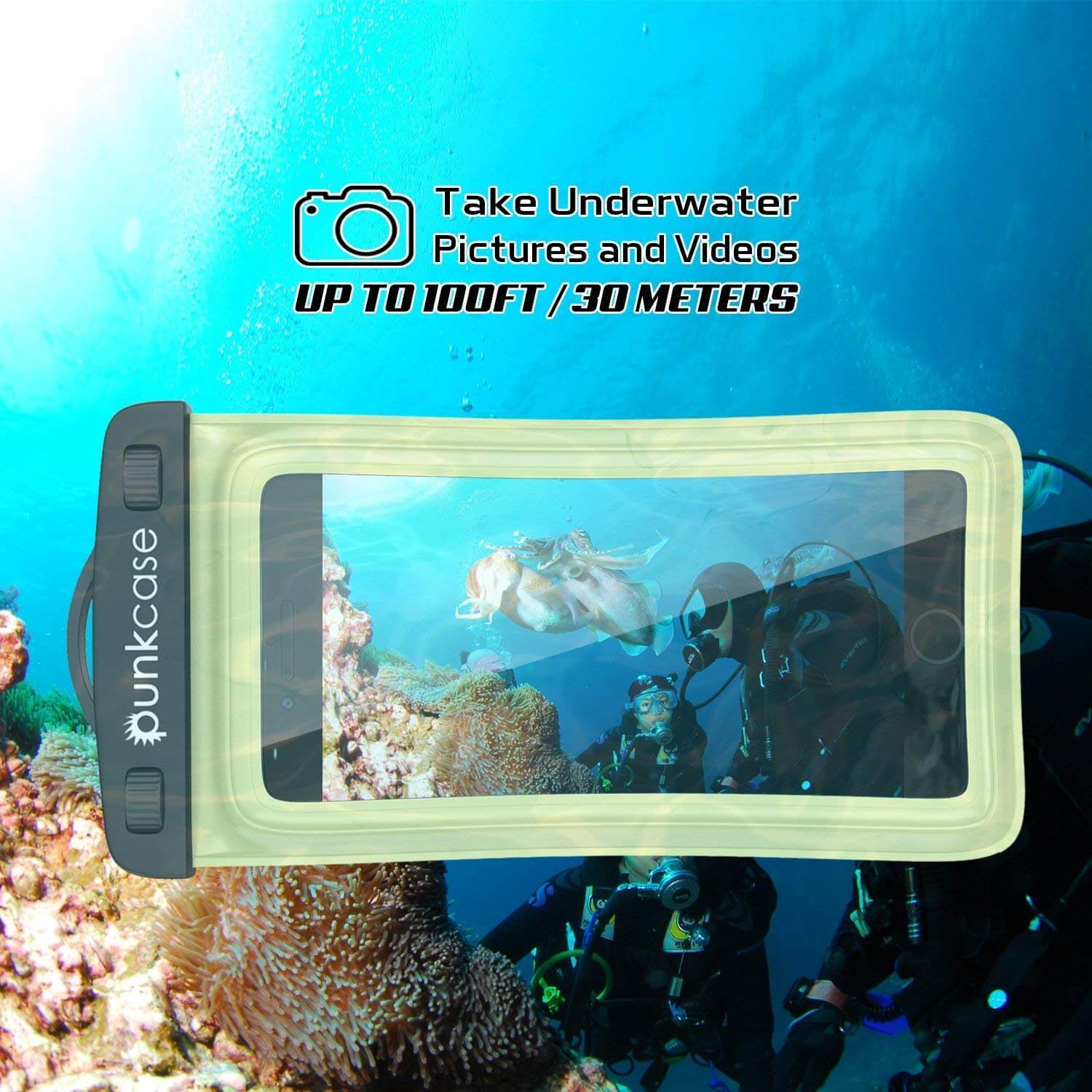 Waterproof Phone Pouch, PunkBag Universal Floating Dry Case Bag for most Cell Phones [Light Green] (Color in image: White)