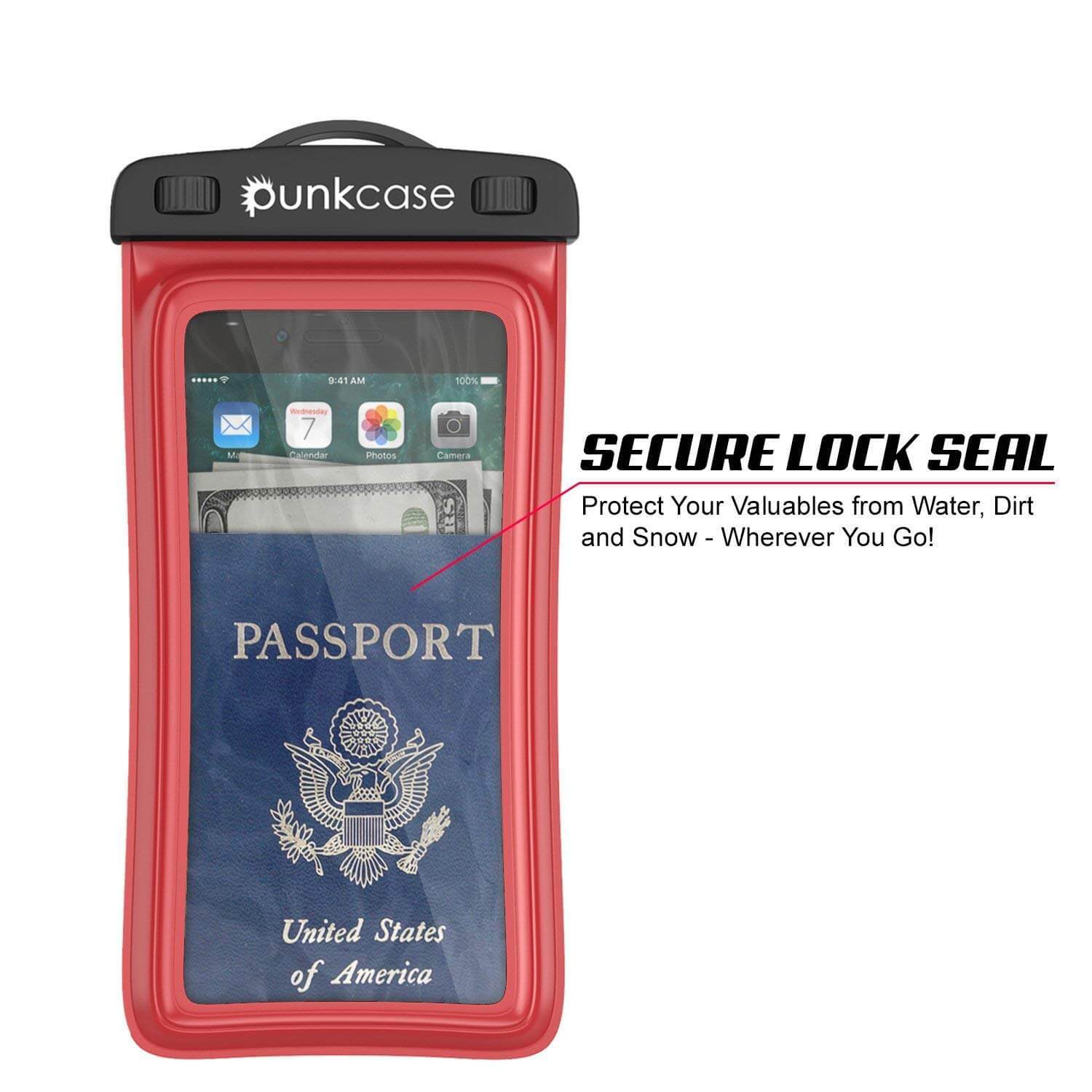Waterproof Phone Pouch, PunkBag Universal Floating Dry Case Bag for most Cell Phones [Red] (Color in image: Black)