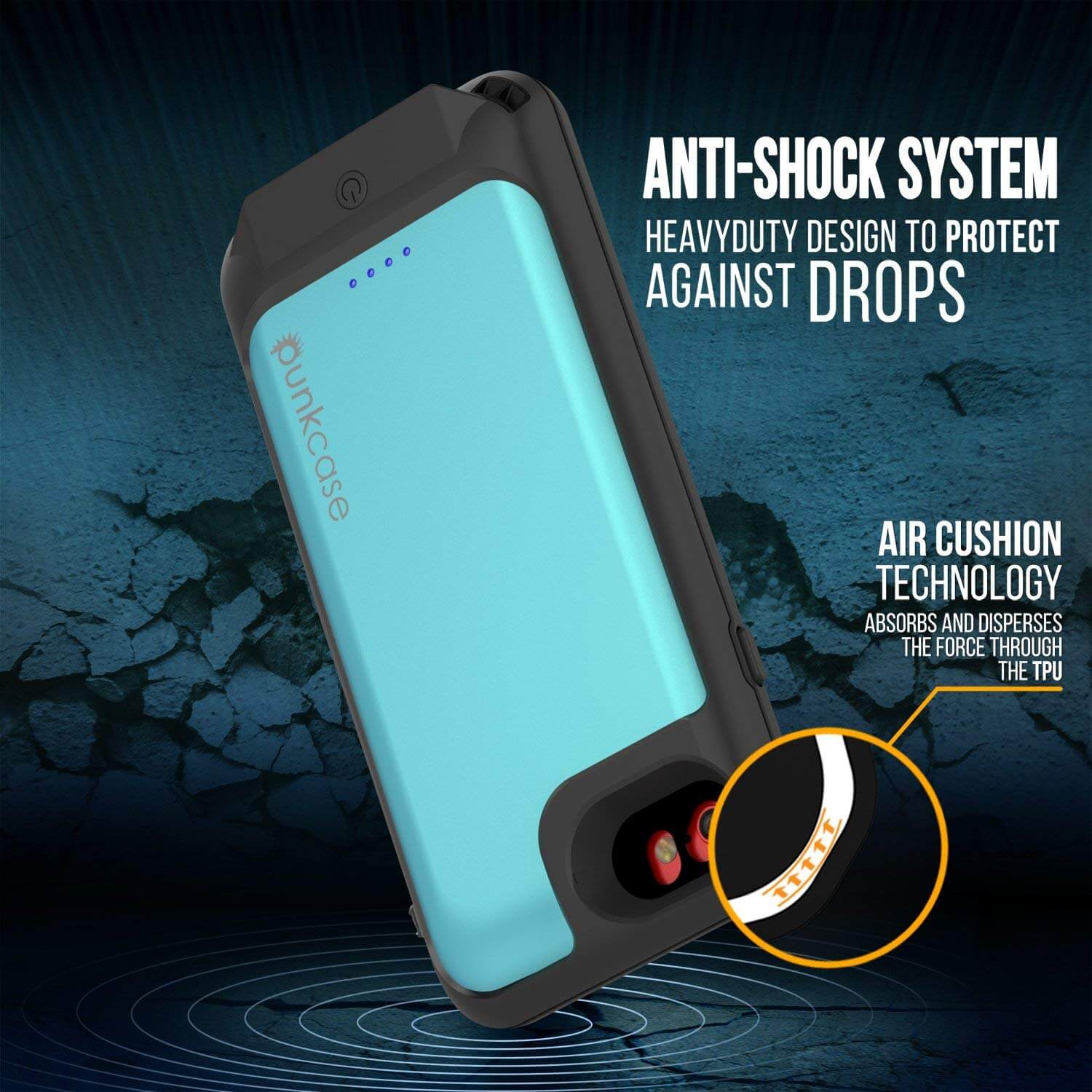 iPhone 6/6s Battery Case PunkJuice  - Waterproof Slim Portable Power Juice Bank with 2750mAh High Capacity (Teal)