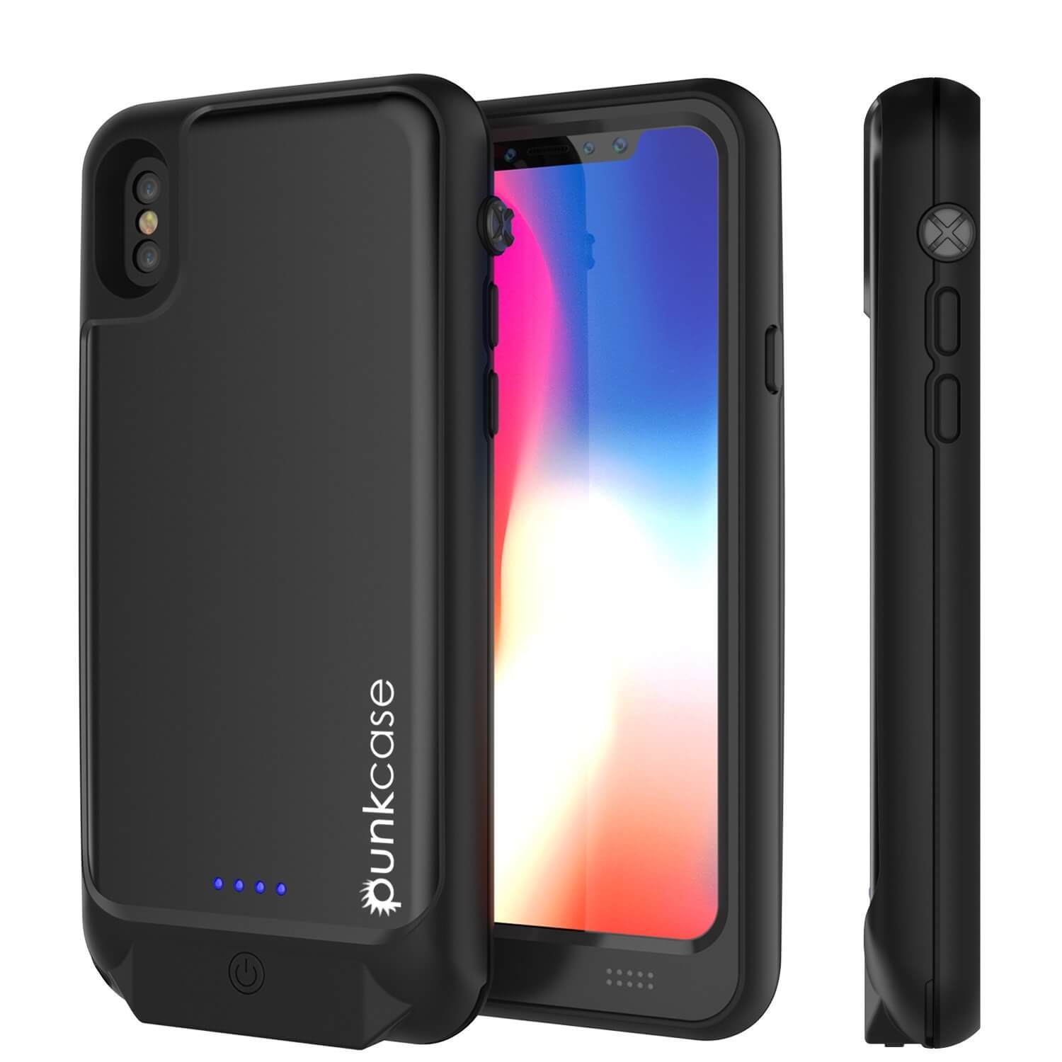 Capa de Bateria PunkJuice para iPhone X, À Prova d'Água, Certificada IP68 [Ultra Fina] [Preto]