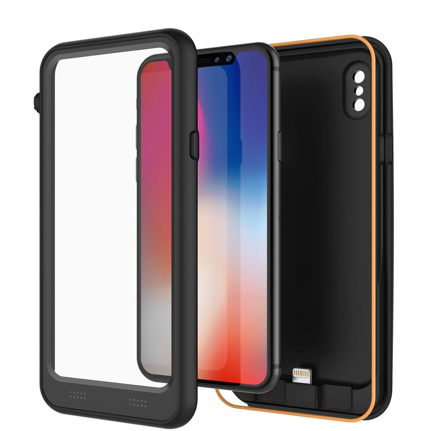 PunkJuice iPhone X Battery Case, Waterproof, IP68 Certified [Ultra Slim] [Black] 