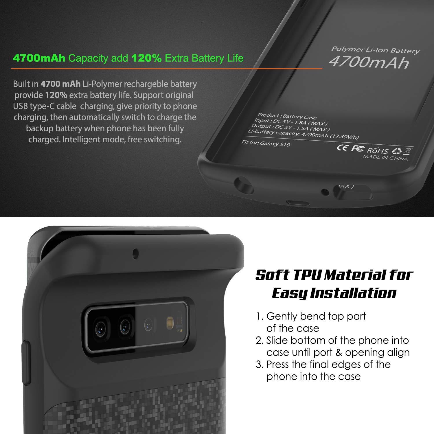 PunkJuice S10 Battery Case Black - Fast Charging Power Juice Bank with 4700mAh (Color in image: Blue)