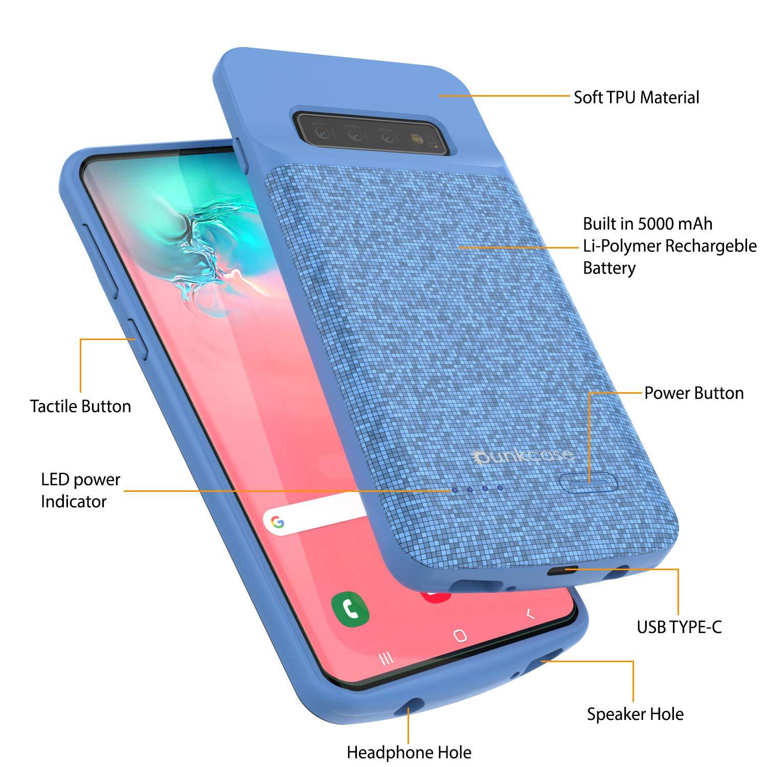 PunkJuice S10+ Plus Battery Case Blue - Fast Charging Power Juice Bank with 5000mAh (Color in image: Red)