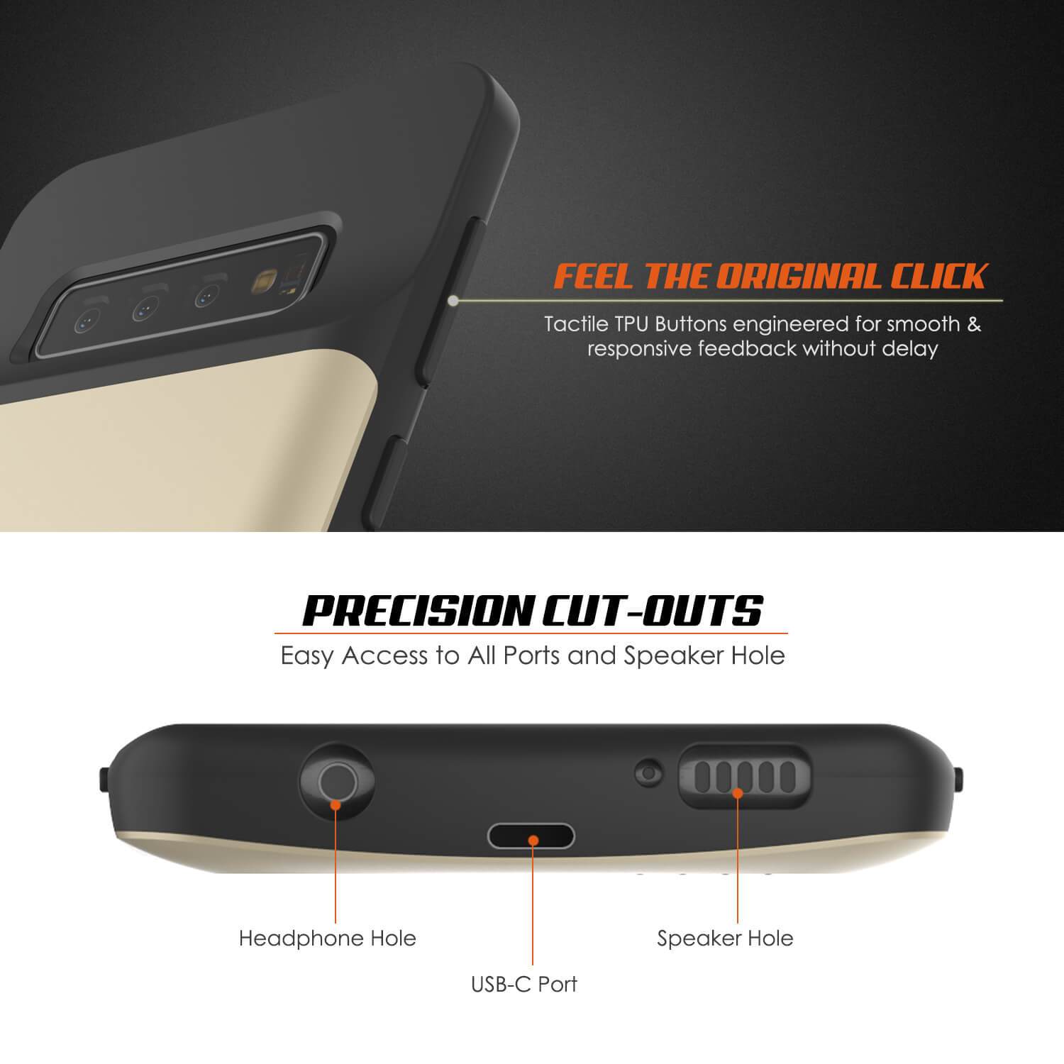 PunkJuice S10+ Plus Battery Case Gold - Fast Charging Power Juice Bank with 5000mAh (Color in image: Black)