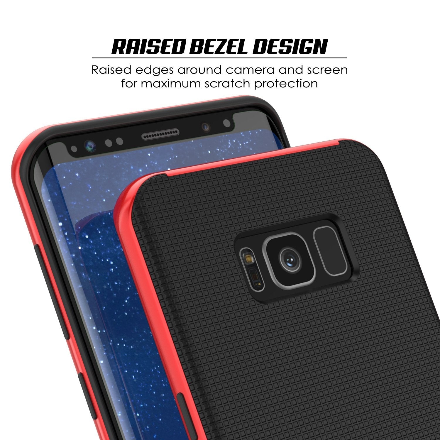 Galaxy S8 PLUS Case, PunkCase [Stealth Series] Hybrid 3-Piece Shockproof Dual Layer Cover [Non-Slip] [Soft TPU + PC Bumper] with PUNKSHIELD Screen Protector for Samsung S8+ [Red] (Color in image: Silver)