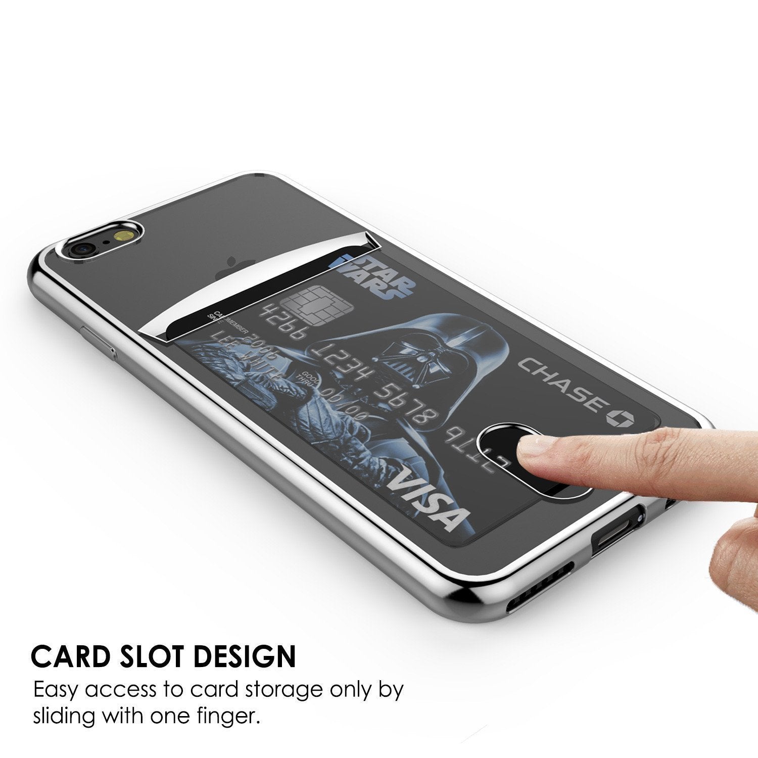 iPhone 8 Case, PUNKCASE® LUCID Silver Series | Card Slot | SHIELD Screen Protector | Ultra fit 