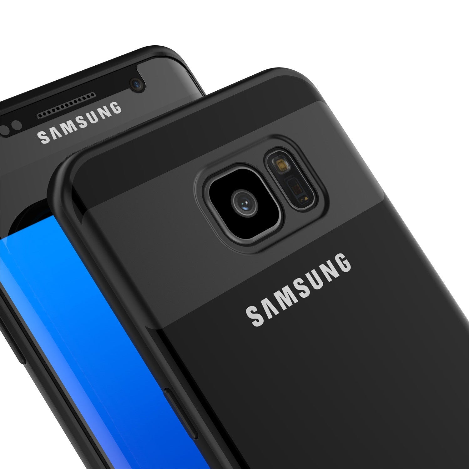 Galaxy S7 Edge Case [MASK Series] [BLACK] Full Body Hybrid Dual Layer TPU Cover W/ Protective PUNKSHIELD Screen Protector (Color in image: white)