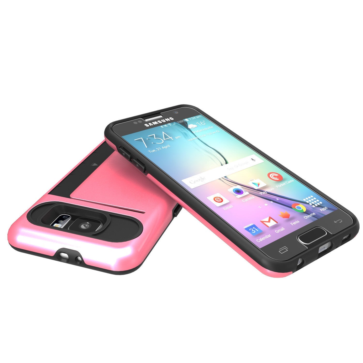 Galaxy S6 EDGE Plus Case PunkCase CLUTCH Pink Series Slim Armor Soft Cover Case w/ Screen Protector (Color in image: Silver)