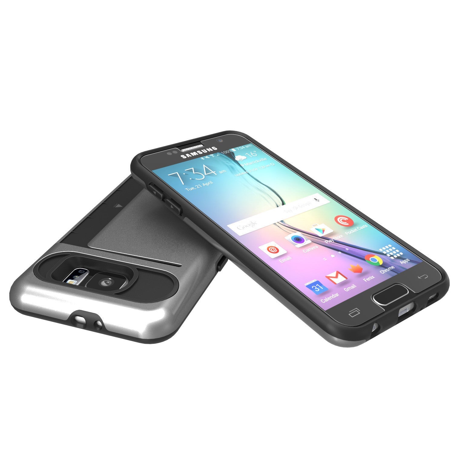 Galaxy S6 EDGE Plus Case PunkCase CLUTCH Grey Series Slim Armor Soft Cover Case w/ Screen Protector (Color in image: Pink)