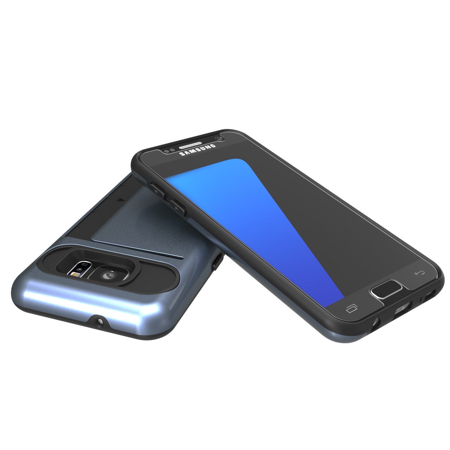 Galaxy Note 5 Case PunkCase CLUTCH Navy Series Slim Armor Soft Cover Case w/ Tempered Glass (Color in image: Black)
