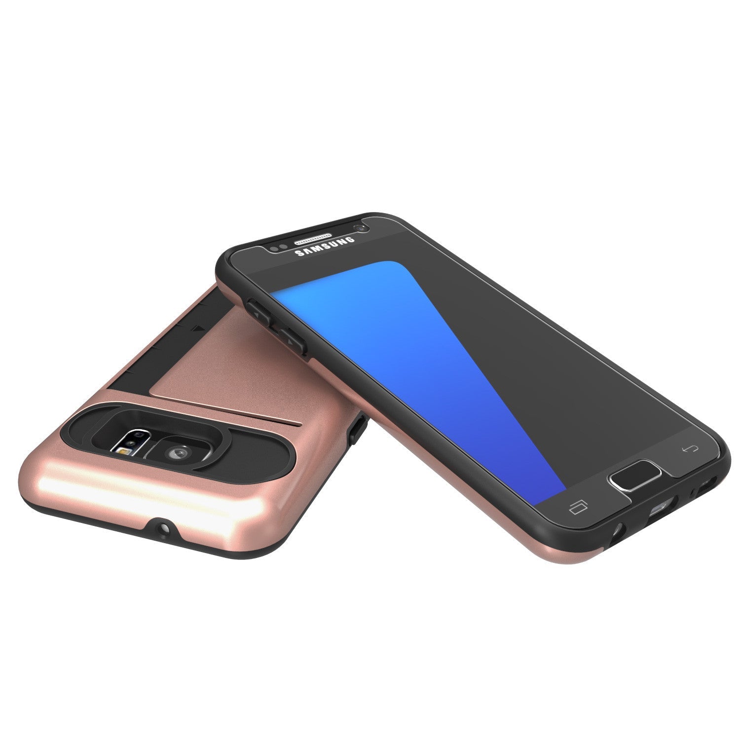 Galaxy s7 Case PunkCase CLUTCH Rose Gold Series Slim Armor Soft Cover Case w/ Tempered Glass (Color in image: Silver)