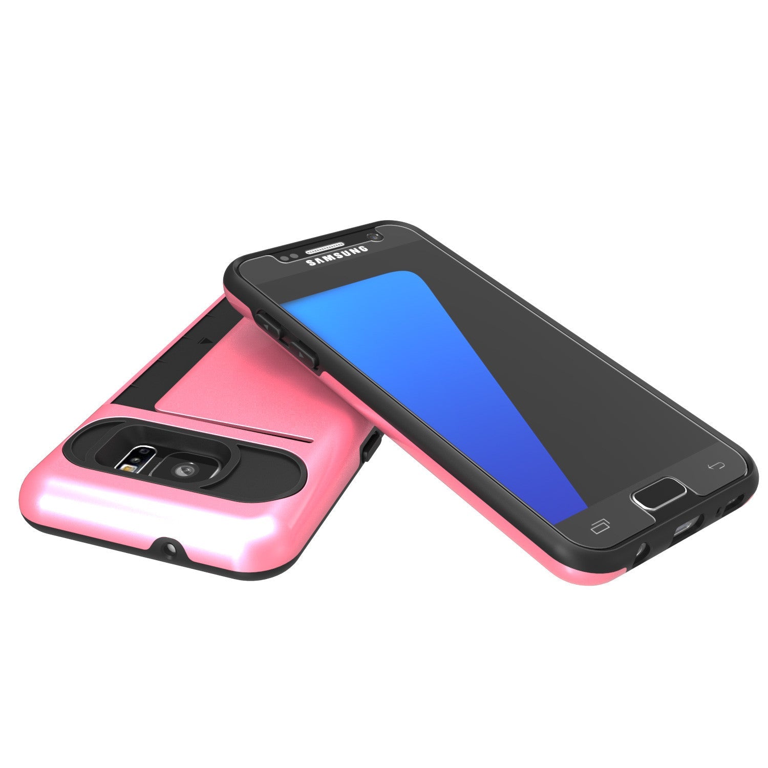 Galaxy s7 Case PunkCase CLUTCH Pink Series Slim Armor Soft Cover Case w/ Tempered Glass (Color in image: White)