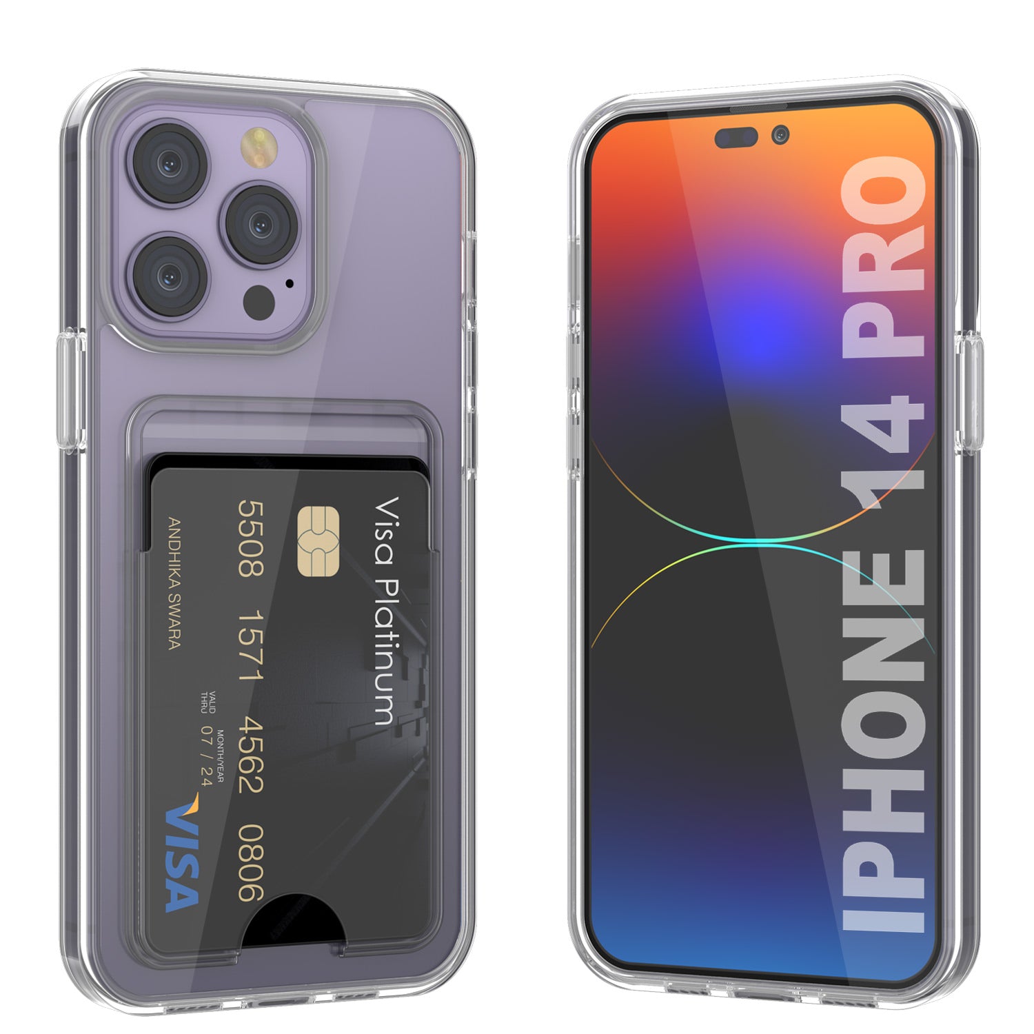 Capa para iPhone 14 Pro com Porta-cartões [Série Crystal CardSlot] [Ajuste Slim]