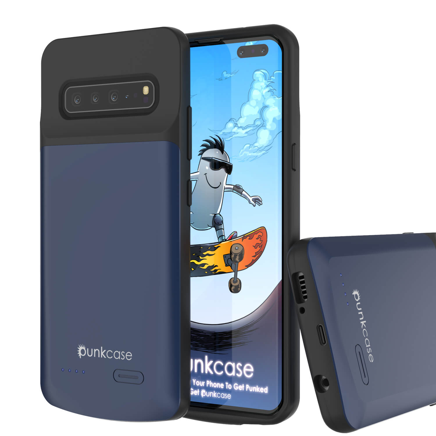 Capa de bateria PunkJuice S20+ Plus toda azul - Banco de suco de energia de carregamento rápido com 6000mAh