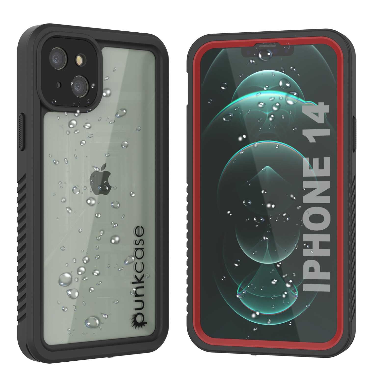 Capa impermeável para iPhone 14, Punkcase [Série Extrema] Capa de armadura com protetor de tela embutido [Vermelho]