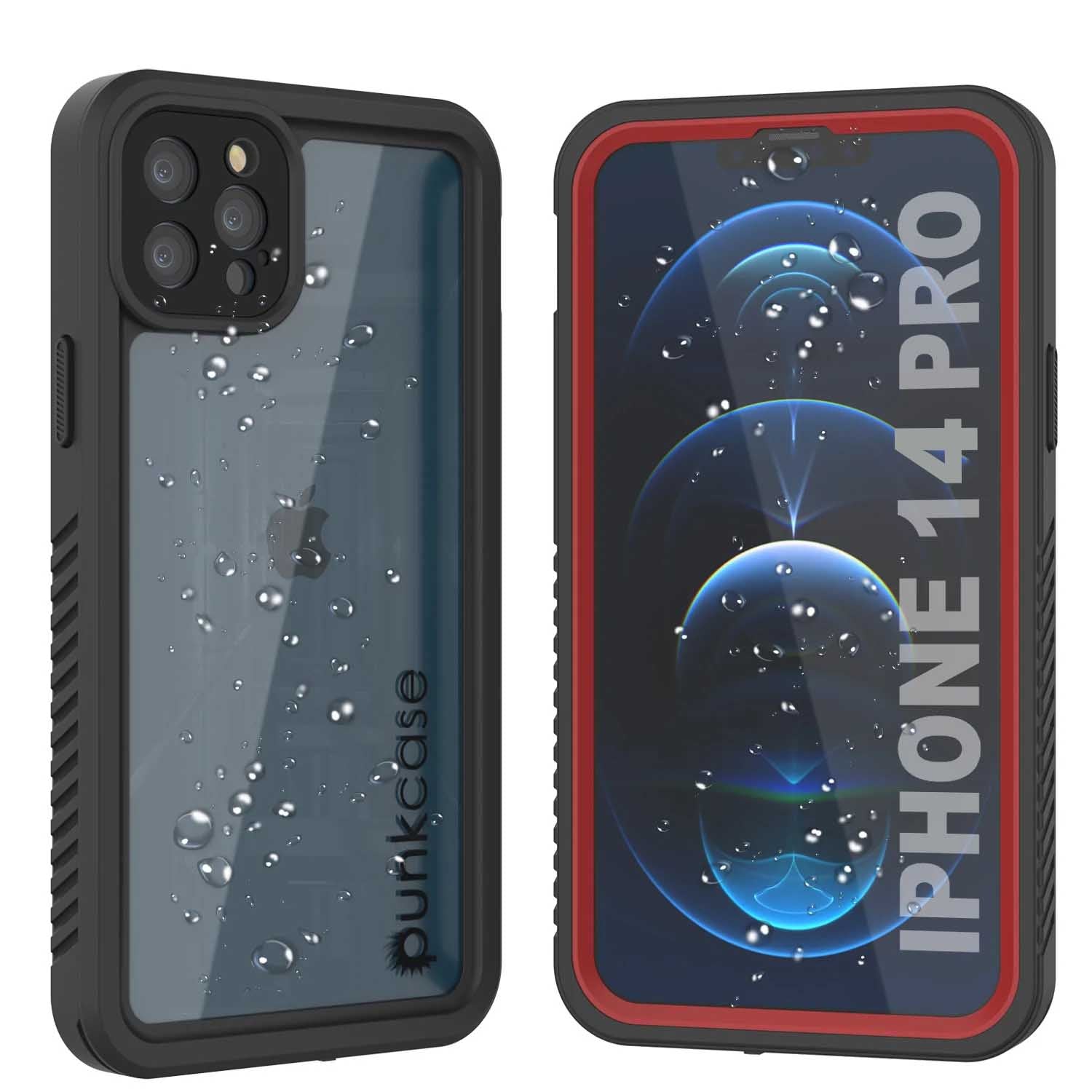 Capa à prova d'água para iPhone 14 Pro, Punkcase [Série Extreme] Capa Blindada com Protetor de Tela Integrado [Vermelho]