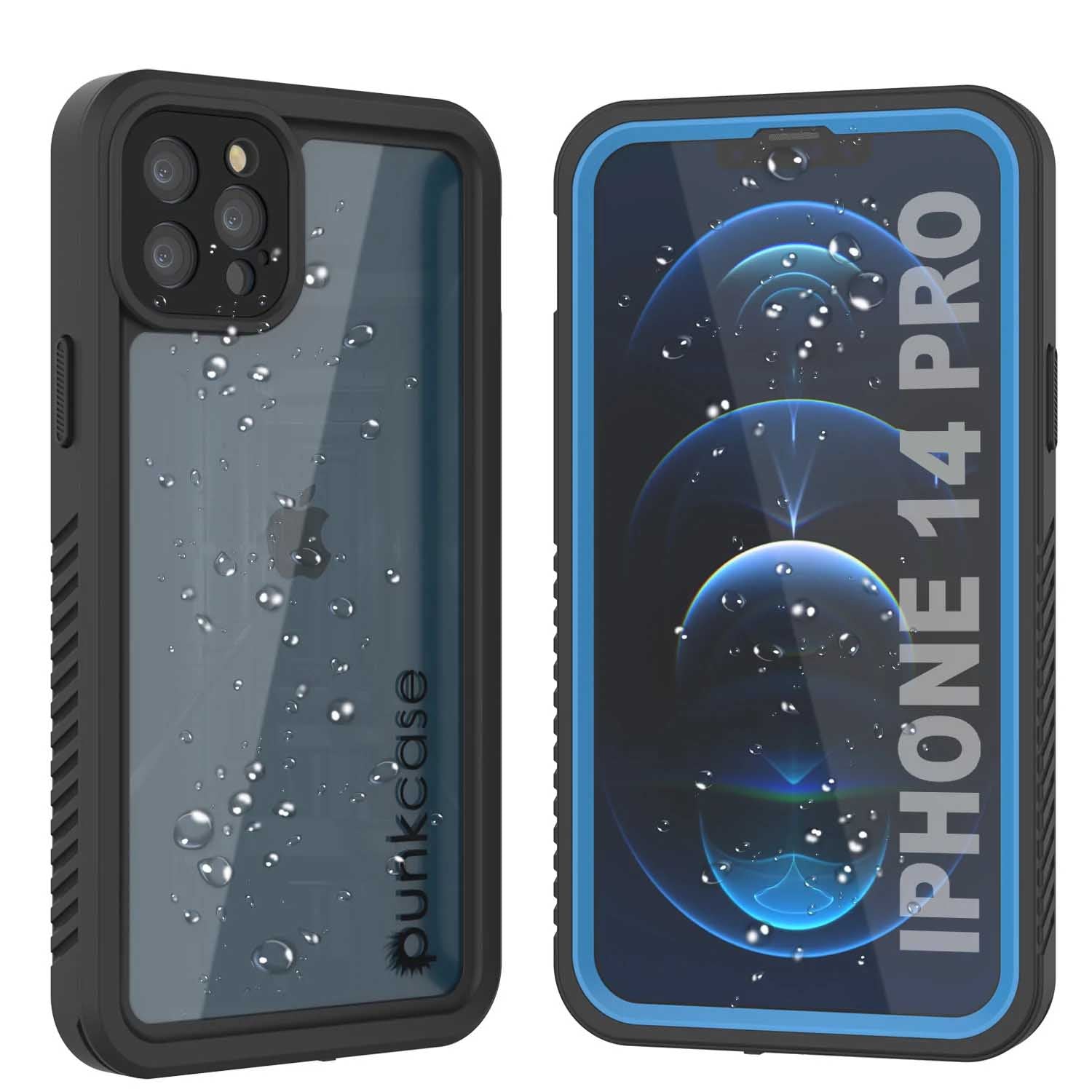 Capa à Prova d'Água iPhone 14 Pro, Punkcase [Série Extrema] Capa Blindada com Protetor de Tela Embutido [Azul Claro]