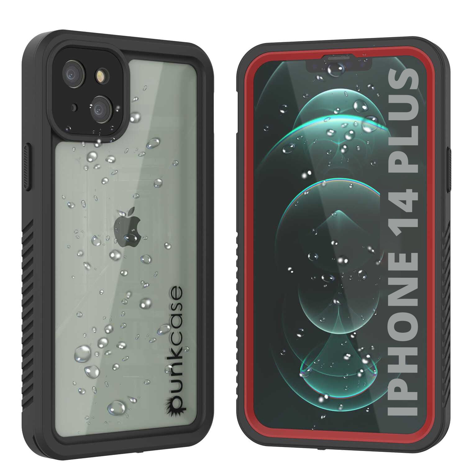 Capa à Prova D'água para iPhone 14 Plus, Punkcase [Série Extrema] Capa de Armadura com Protetor de Tela Embutido [Vermelho]