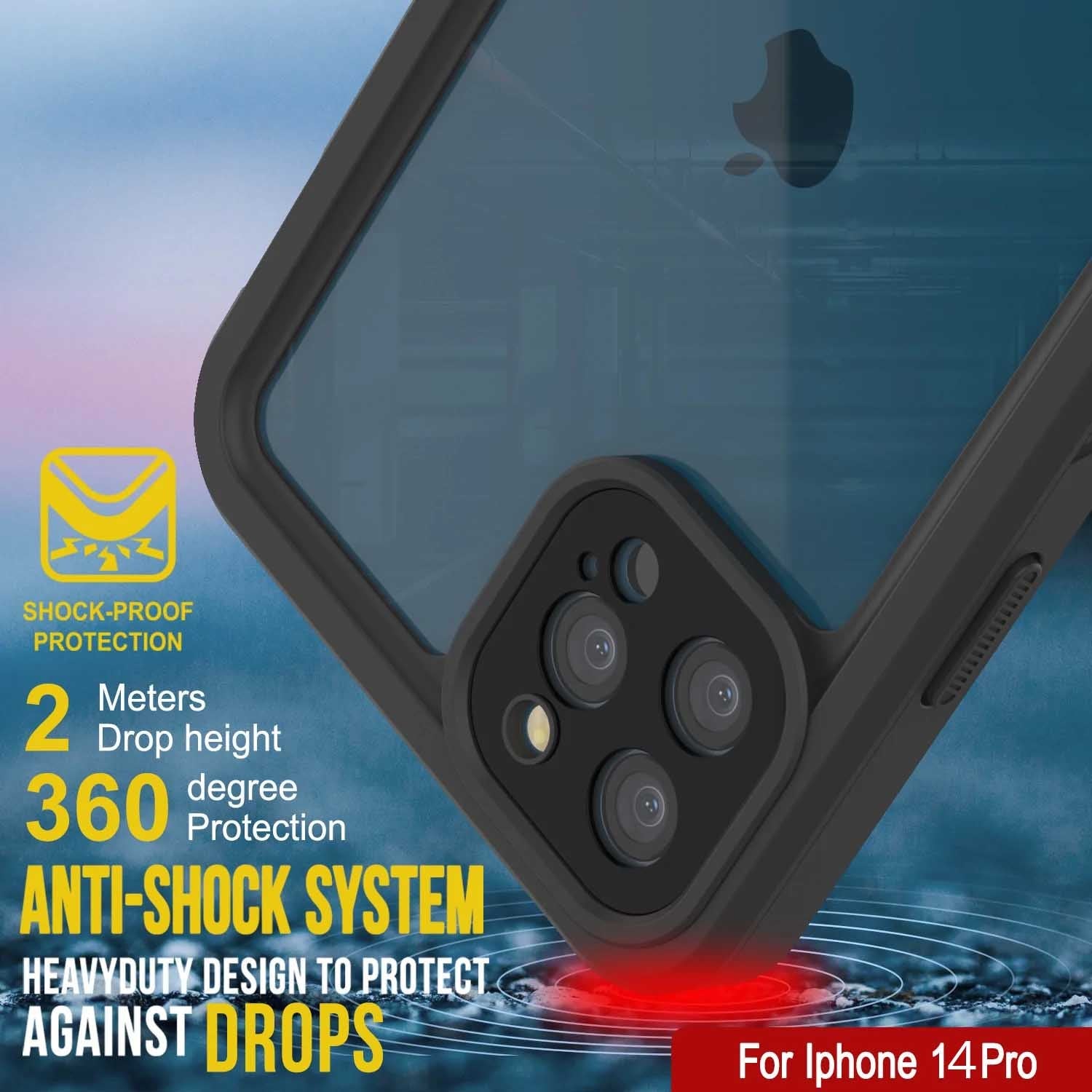 iPhone 14 Pro Waterproof Case, Punkcase [Extreme Series] Armor Cover W/ Built In Screen Protector [White] (Color in image: Purple)
