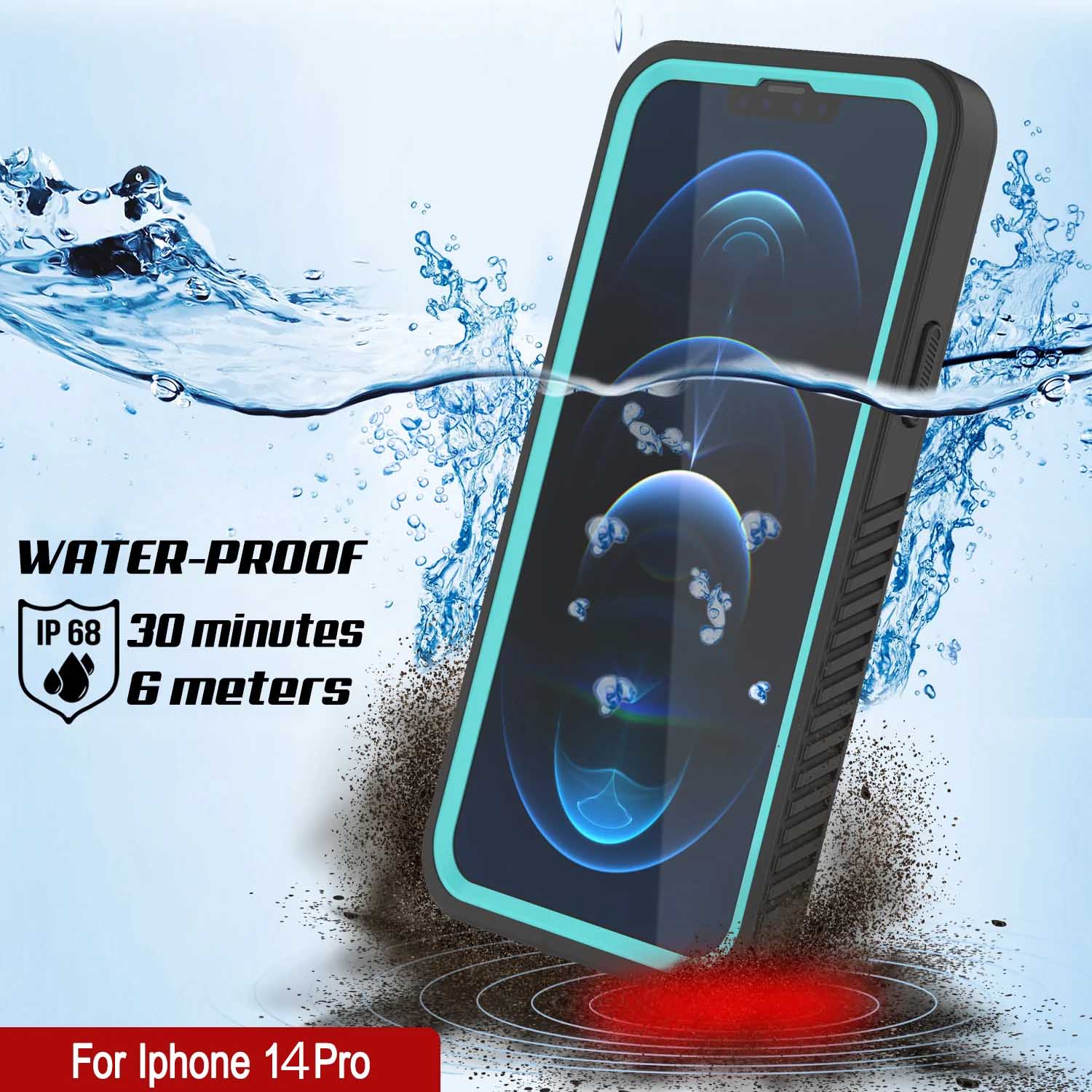 WATER-PROOF .- P68 30 minutes df C 6 meters For Iphone 14-Pro (Color in image: Black)