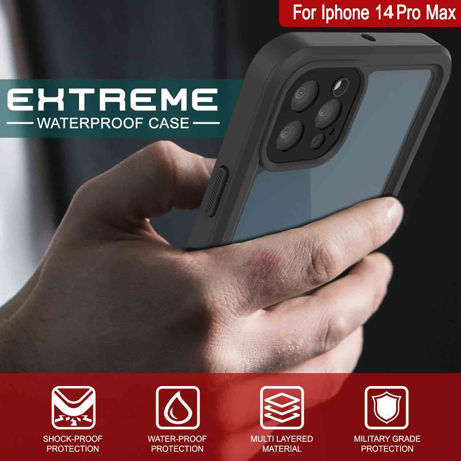 For Iphone 14 Pro Max HTREME - WATERPROOF CASE 4 WW 8 SHOCK-PROOF WATER-PROOF MULTI LAYERED MILITARY GRADE PROTECTION PROTECTION MATERIAL PROTECTION (Color in image: Pink)