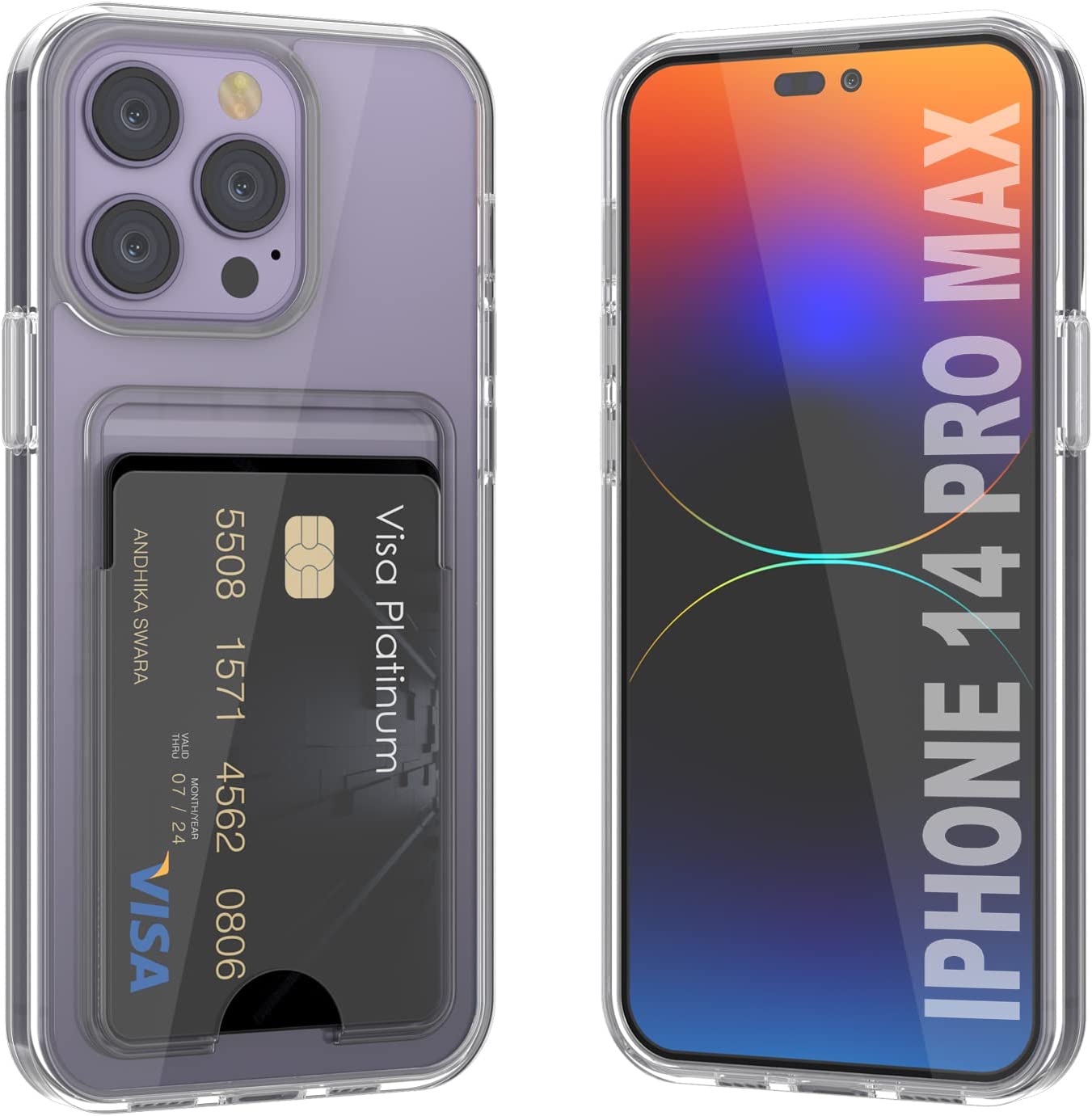Capa Porta-cartões para iPhone 14 Pro Max [Série Crystal CardSlot] [Ajuste Slim]