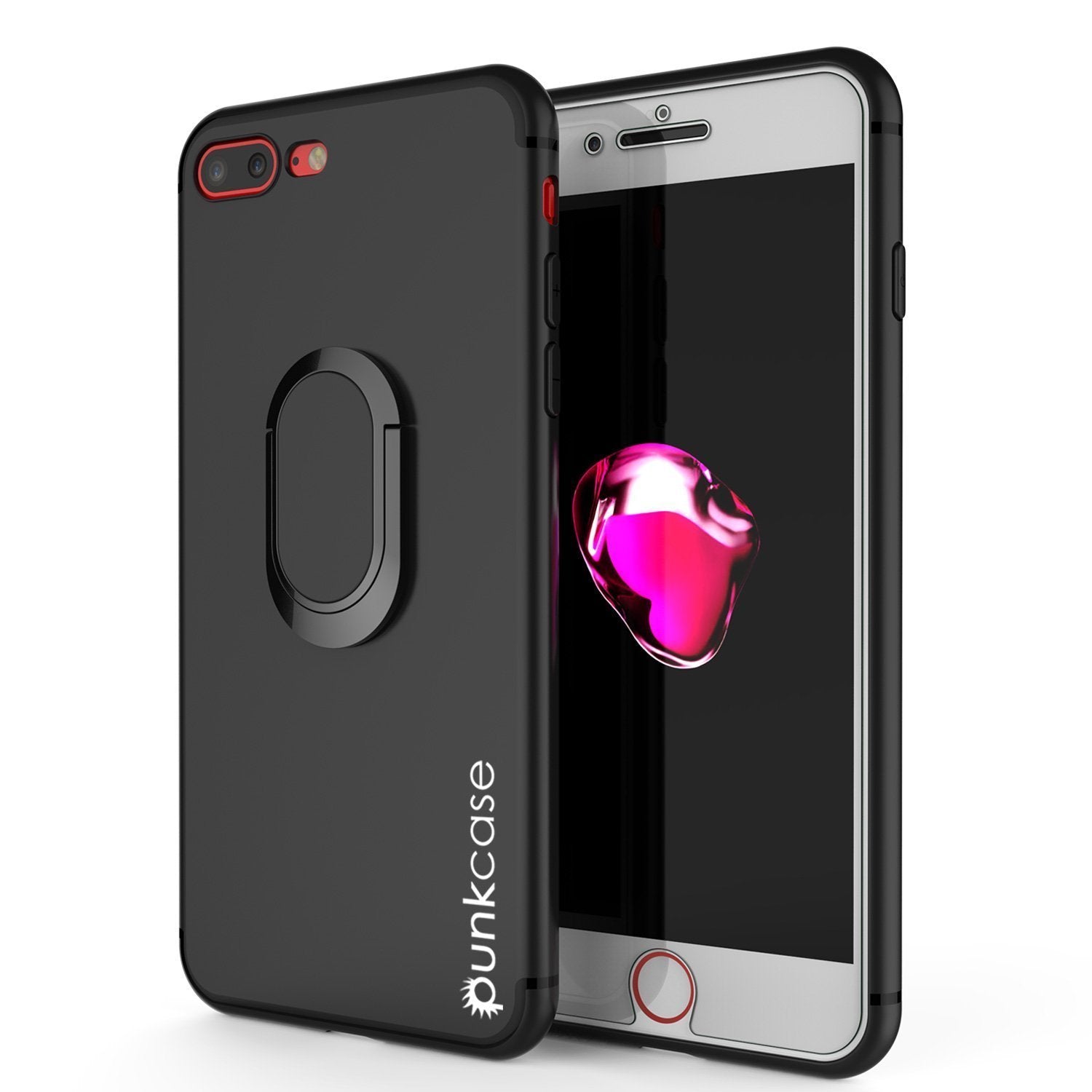 Capa para iPhone 8 PLUS, Capa protetora TPU Punkcase Magnetix com suporte, Protetor de tela de vidro temperado [Preto]