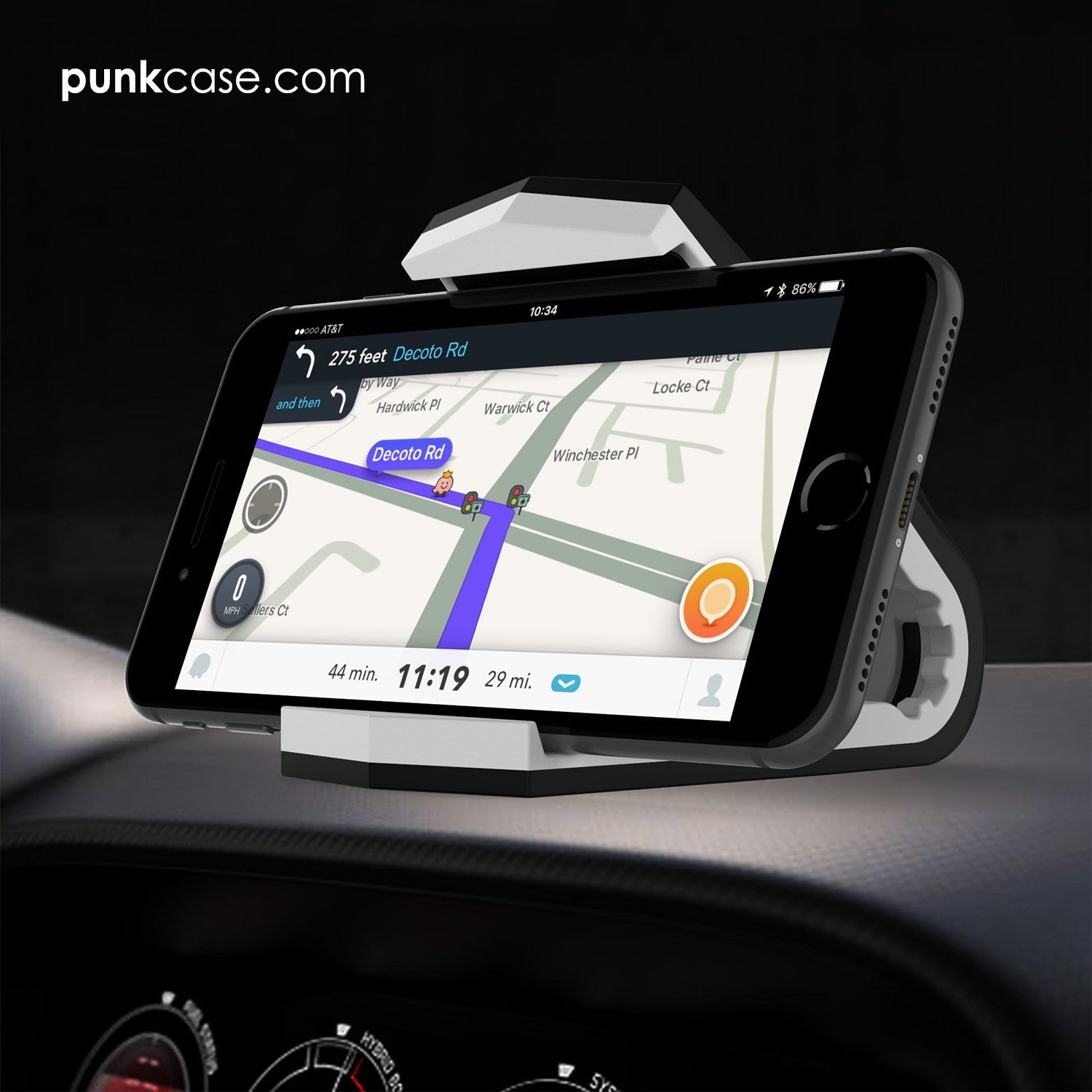 Suporte para celular de carro Viper Branco, Montagem universal no painel para todos os smartphones.
