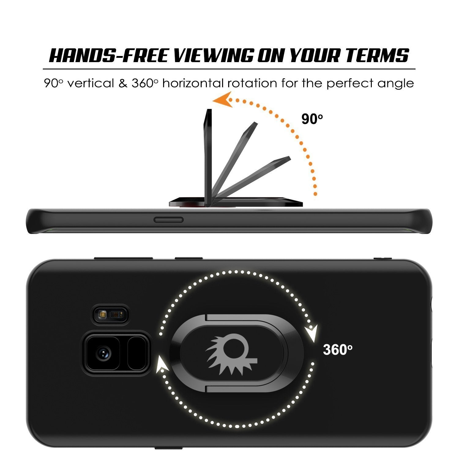 Galaxy S9 Case, Punkcase Magnetix Protective TPU Cover W/ Kickstand, Ring Grip Holder & Metal Plate for Magnetic Car Phone Mount PLUS PunkShield Screen Protector for Samsung S9 Edge [Black] 