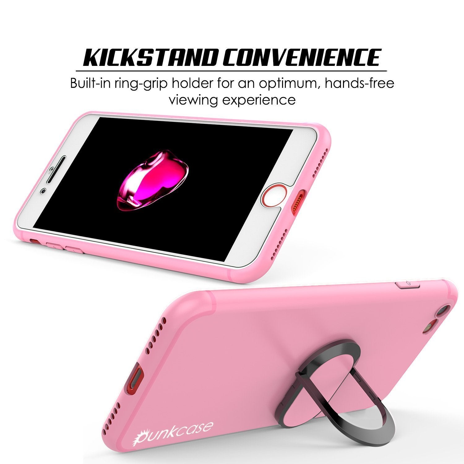 iPhone 8 Case, Punkcase Magnetix Protective TPU Cover W/ Kickstand, Tempered Glass Screen Protector [pink] (Color in image: blue)