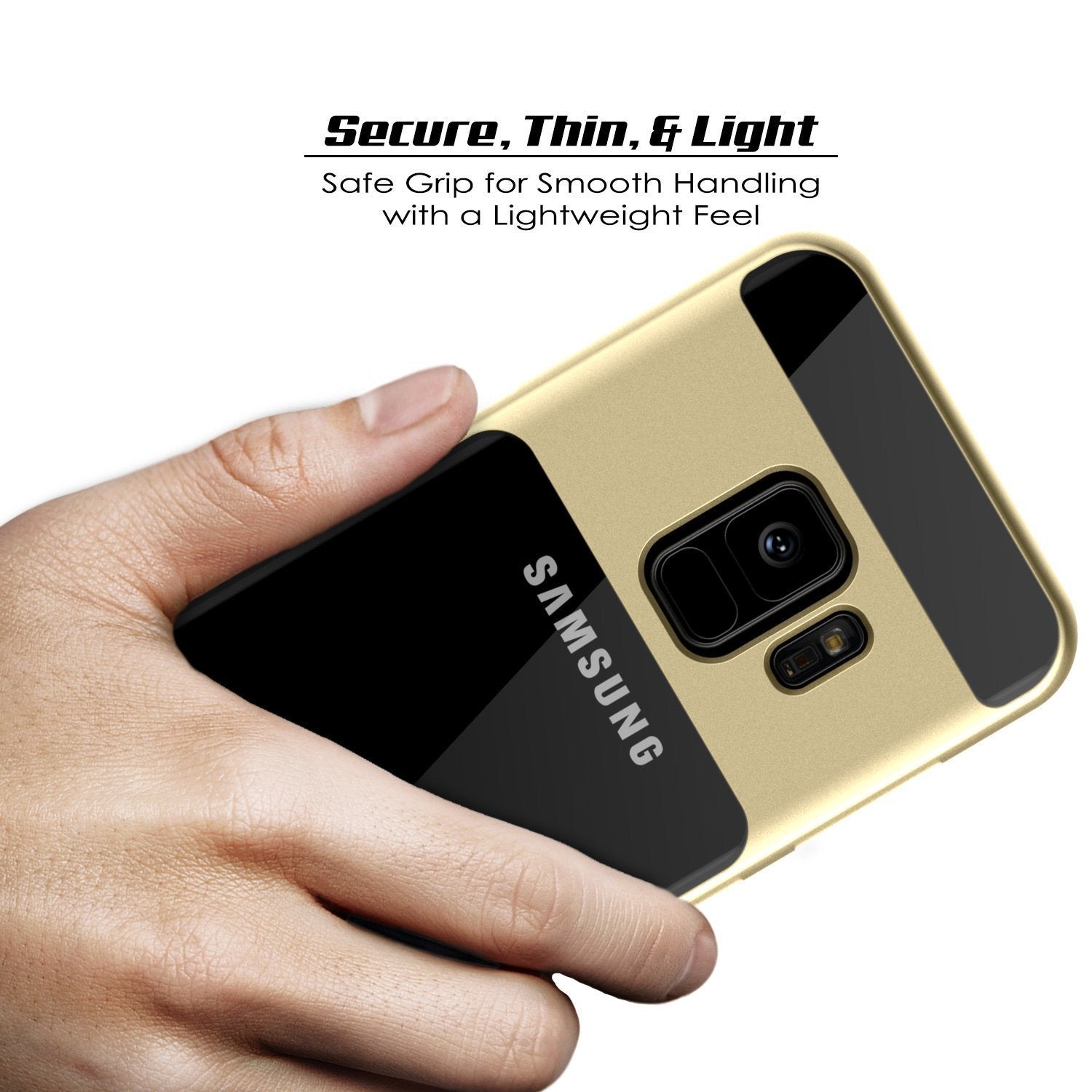 Galaxy S9 Case, PUNKcase [LUCID 3.0 Series] [Slim Fit] [Clear Back] Armor Cover w/ Integrated Kickstand, Anti-Shock System & PUNKSHIELD Screen Protector for Samsung Galaxy S9 [Gold] (Color in image: Teal)