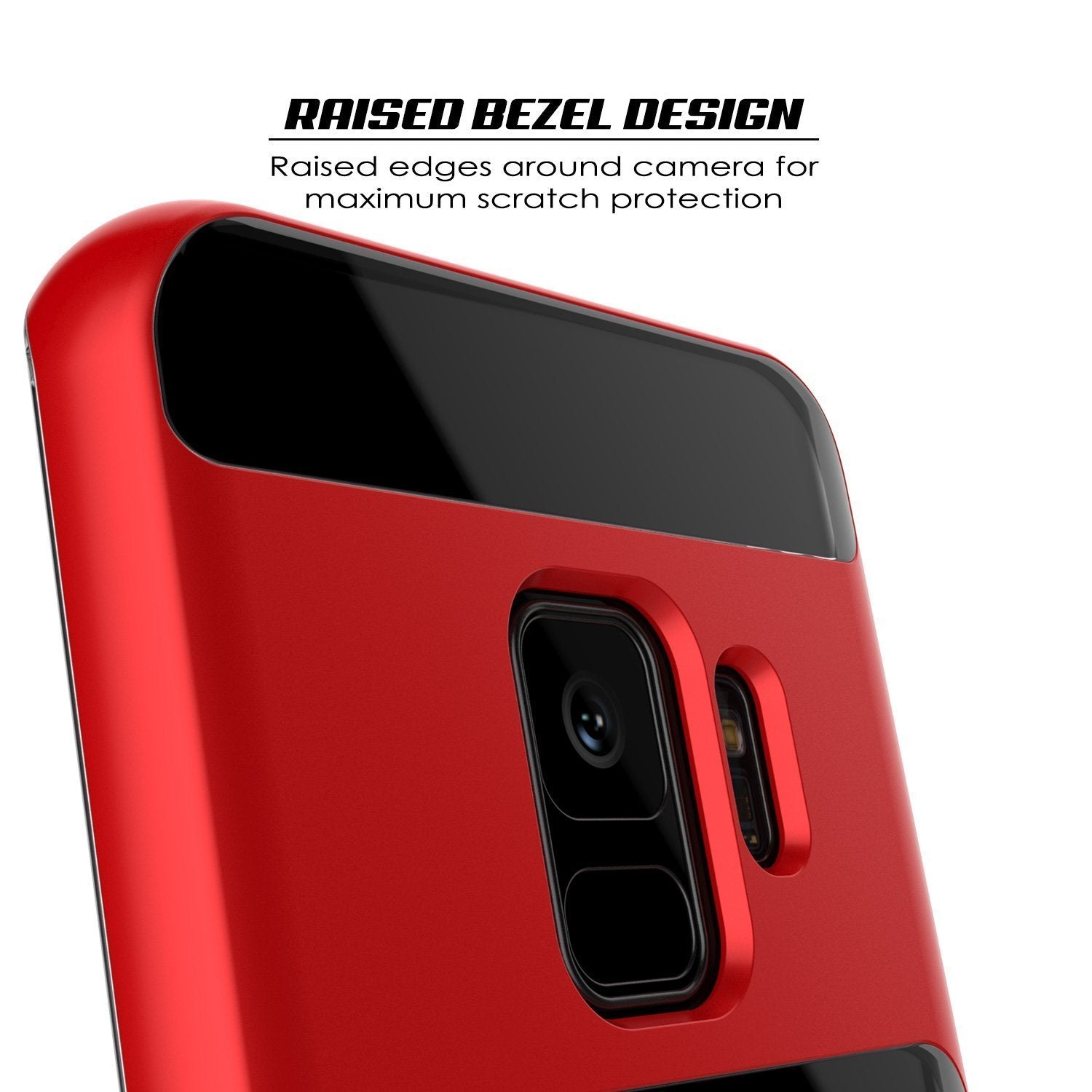 Galaxy S9 Case, PUNKcase [LUCID 3.0 Series] [Slim Fit] [Clear Back] Armor Cover w/ Integrated Kickstand, Anti-Shock System & PUNKSHIELD Screen Protector for Samsung Galaxy S9 [Red] 